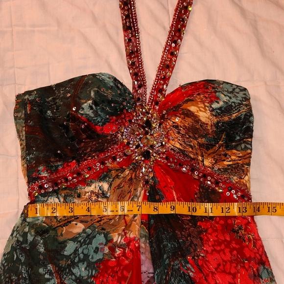 Stunning Tony Bowls / Mon Cheri Evening Gown,Boho Wedding, Prom, Pageant Dress - Picture 9 of 16